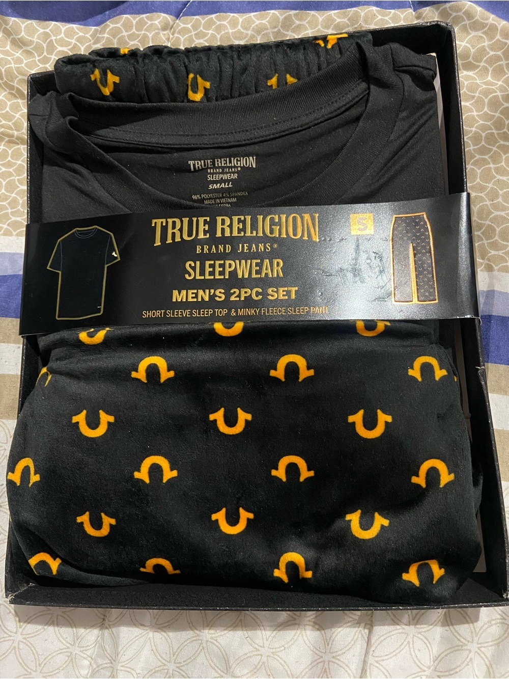 True Religion Black & Yellow Logo Pajama Set - Kids